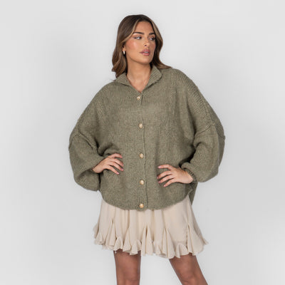 ZÉLIE™ - Cardigan Oversize CozyGlam avec Boutons Dorés Élégants