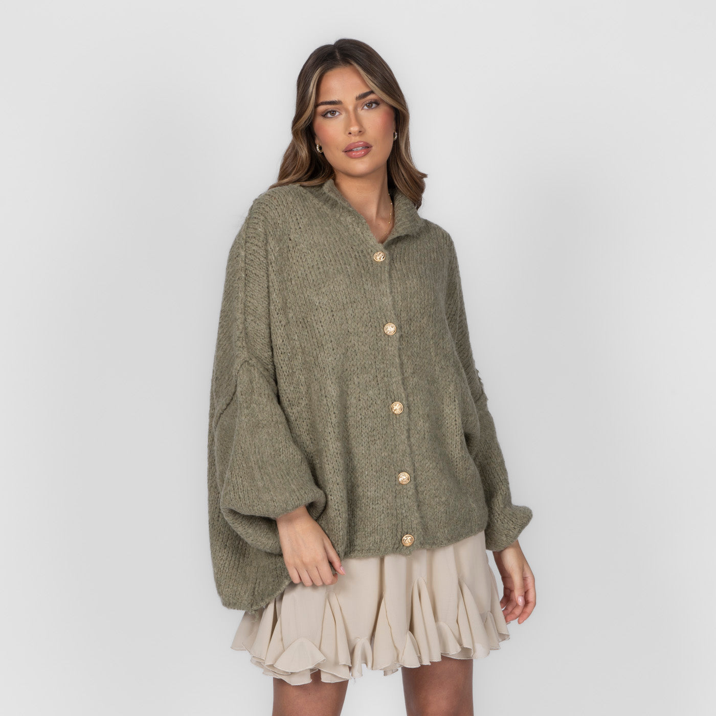 ZÉLIE™ - Cardigan Oversize CozyGlam avec Boutons Dorés Élégants