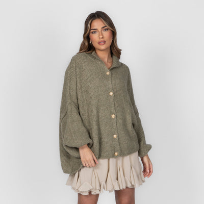 ZÉLIE™ - Cardigan Oversize CozyGlam avec Boutons Dorés Élégants