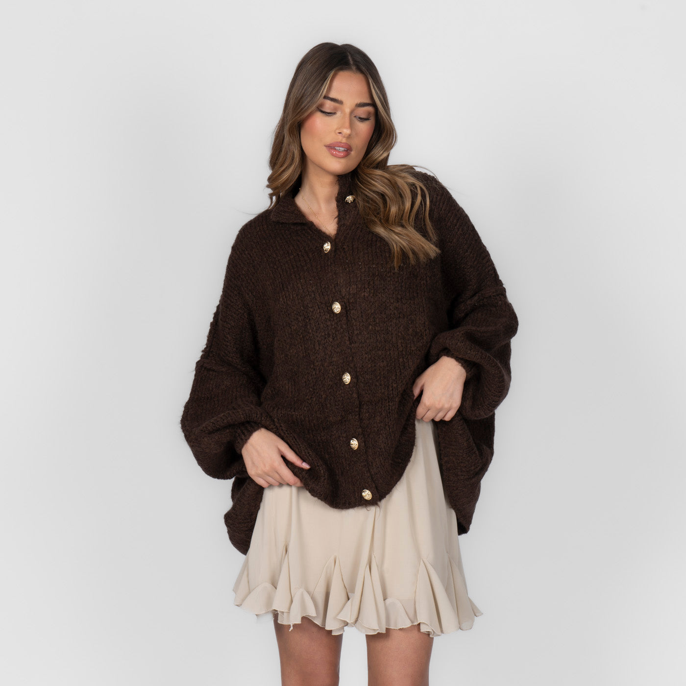 ZÉLIE™ - Cardigan Oversize CozyGlam avec Boutons Dorés Élégants