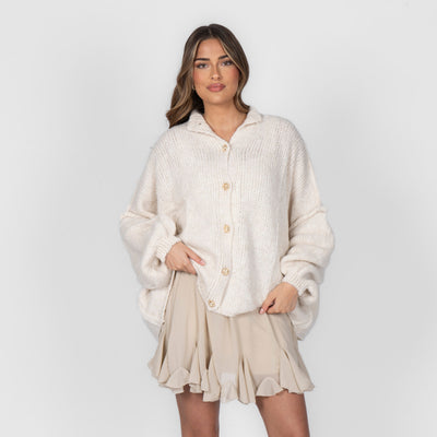 ZÉLIE™ - Cardigan Oversize CozyGlam avec Boutons Dorés Élégants