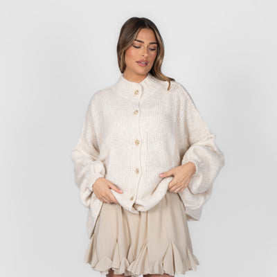 ZÉLIE™ - Cardigan Oversize CozyGlam avec Boutons Dorés Élégants