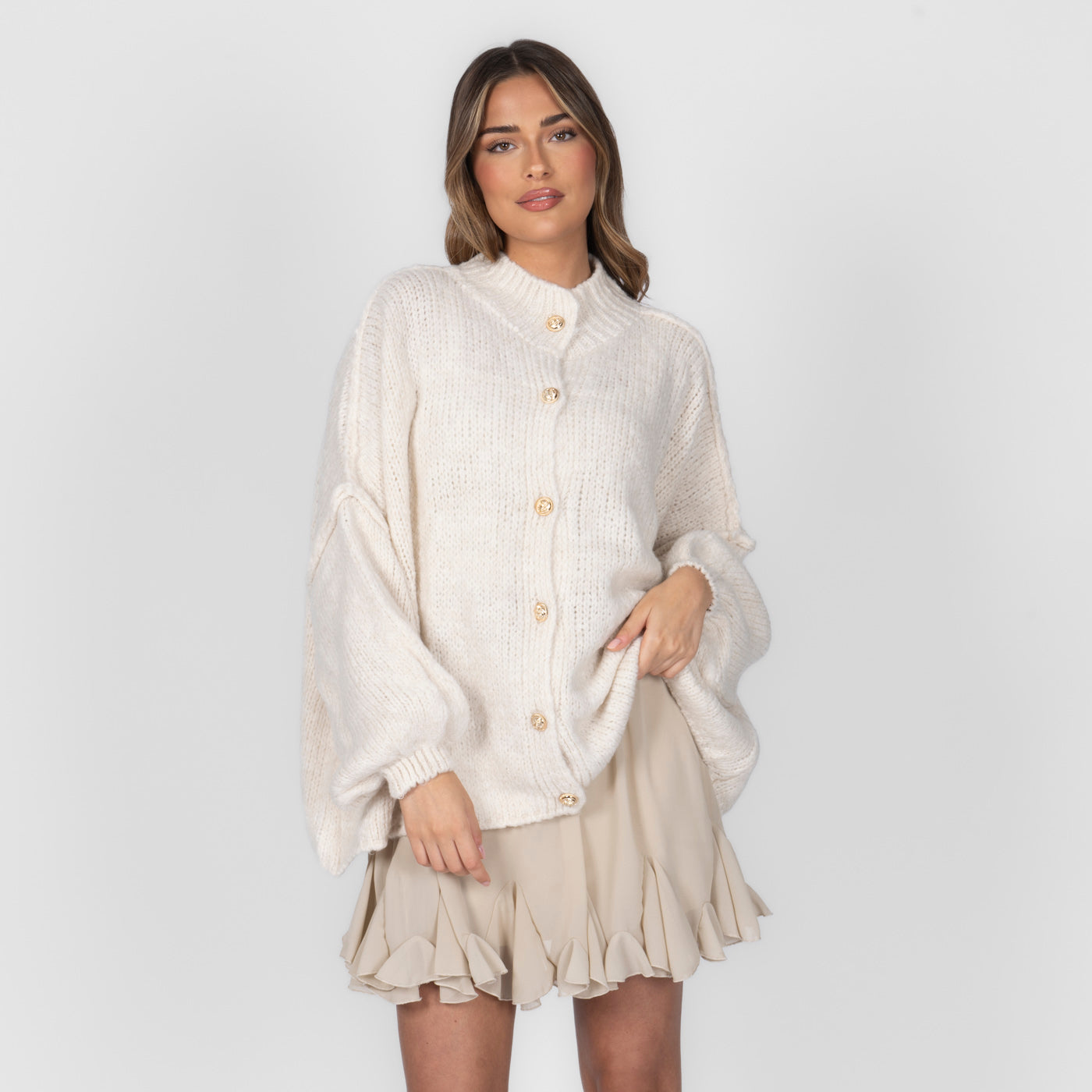 ZÉLIE™ - Cardigan Oversize CozyGlam avec Boutons Dorés Élégants