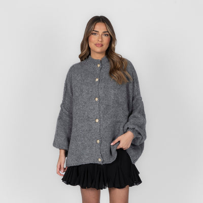 ZÉLIE™ - Cardigan Oversize CozyGlam avec Boutons Dorés Élégants