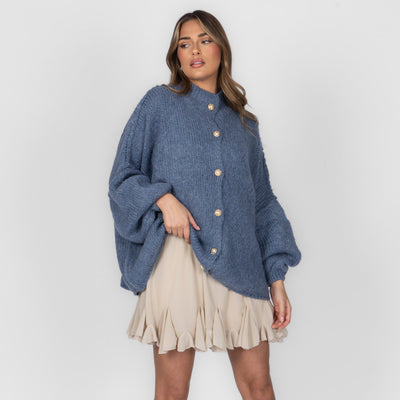 ZÉLIE™ - Cardigan Oversize CozyGlam avec Boutons Dorés Élégants