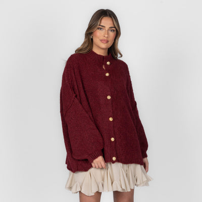 ZÉLIE™ - Cardigan Oversize CozyGlam avec Boutons Dorés Élégants