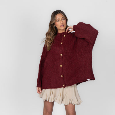 ZÉLIE™ - Cardigan Oversize CozyGlam avec Boutons Dorés Élégants