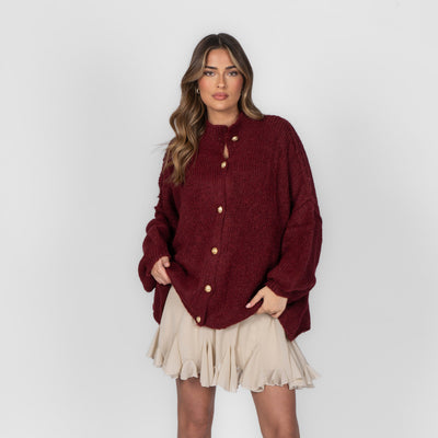 ZÉLIE™ - Cardigan Oversize CozyGlam avec Boutons Dorés Élégants