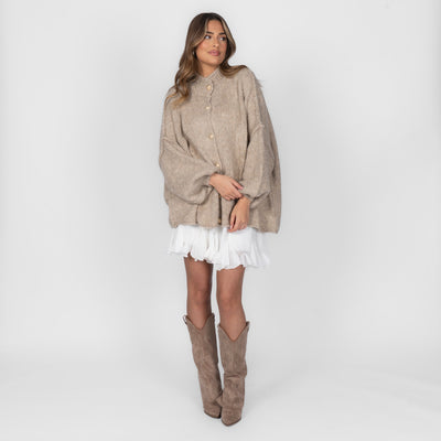 ZÉLIE™ - Cardigan Oversize CozyGlam avec Boutons Dorés Élégants