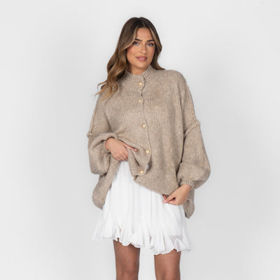 ZÉLIE™ - Cardigan Oversize CozyGlam avec Boutons Dorés Élégants