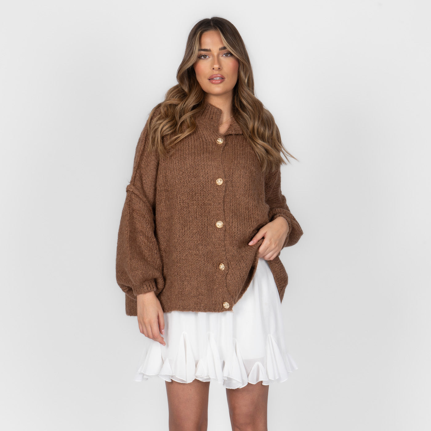 ZÉLIE™ - Cardigan Oversize CozyGlam avec Boutons Dorés Élégants