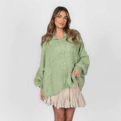 ZÉLIE™ - Cardigan Oversize CozyGlam avec Boutons Dorés Élégants