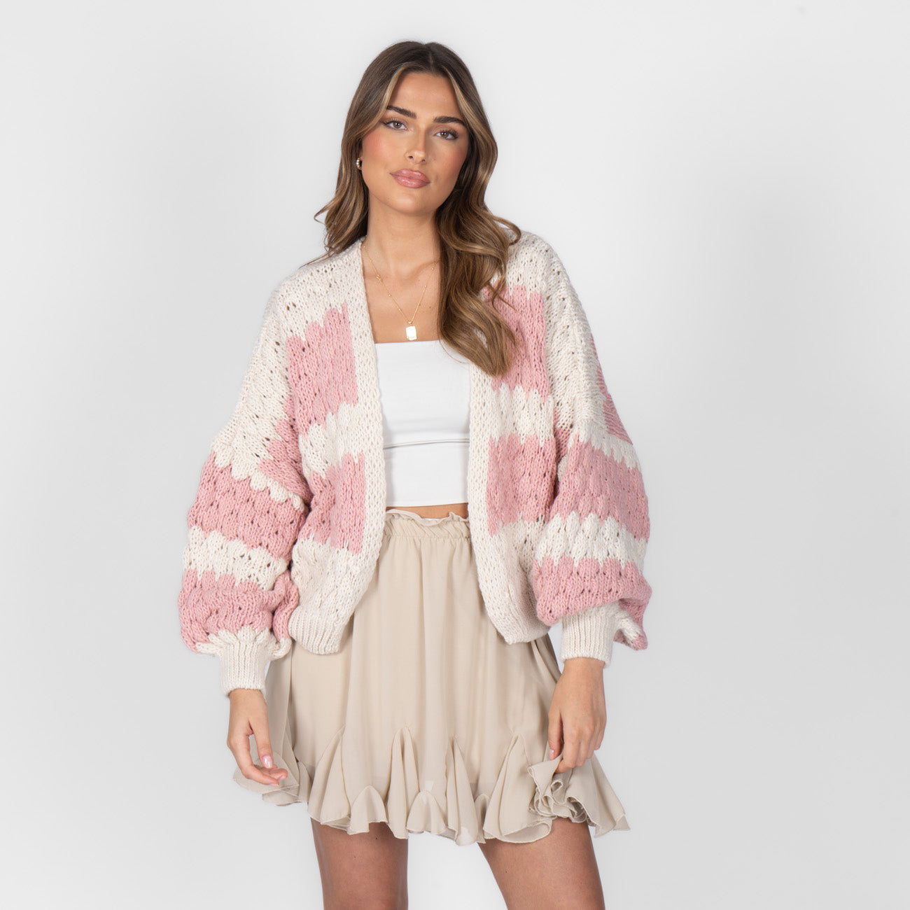 FLAVIE™ - Cardigan Knit Légère au Motif Vagues Fuchsia