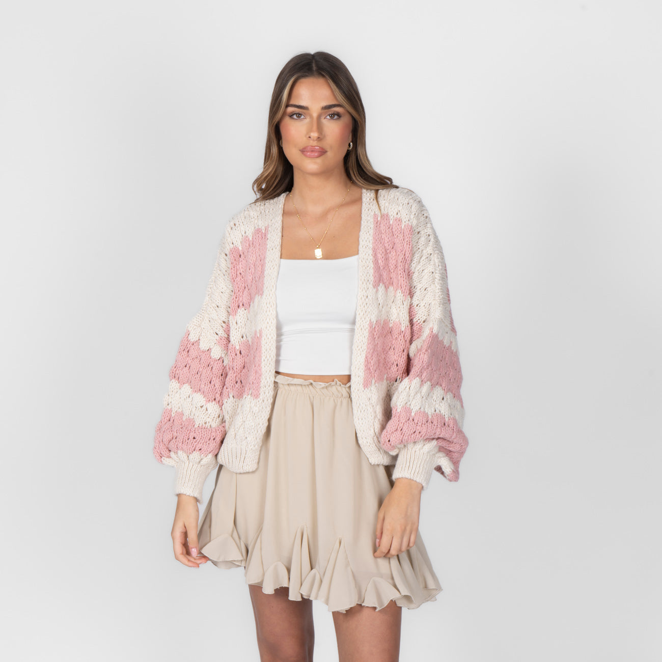FLAVIE™ - Cardigan Knit Légère au Motif Vagues Fuchsia
