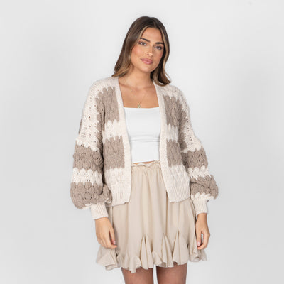 FLAVIE™ - Cardigan Knit Légère au Motif Vagues Fuchsia