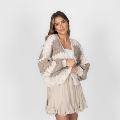 FLAVIE™ - Cardigan Knit Légère au Motif Vagues Fuchsia