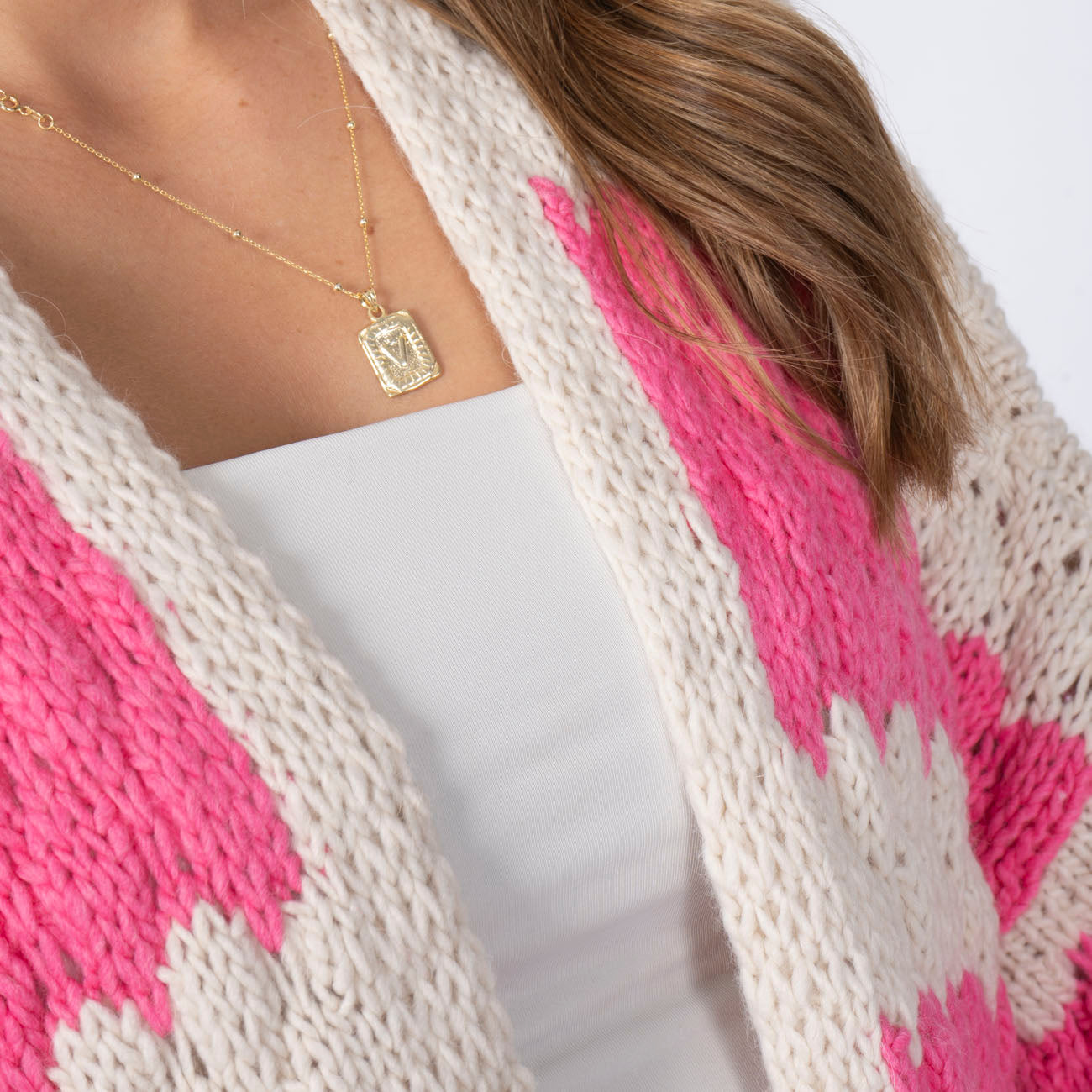 FLAVIE™ - Cardigan Knit Légère au Motif Vagues Fuchsia