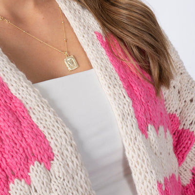 FLAVIE™ - Cardigan Knit Légère au Motif Vagues Fuchsia