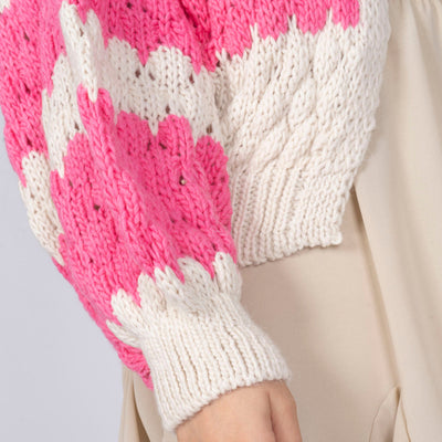 FLAVIE™ - Cardigan Knit Légère au Motif Vagues Fuchsia
