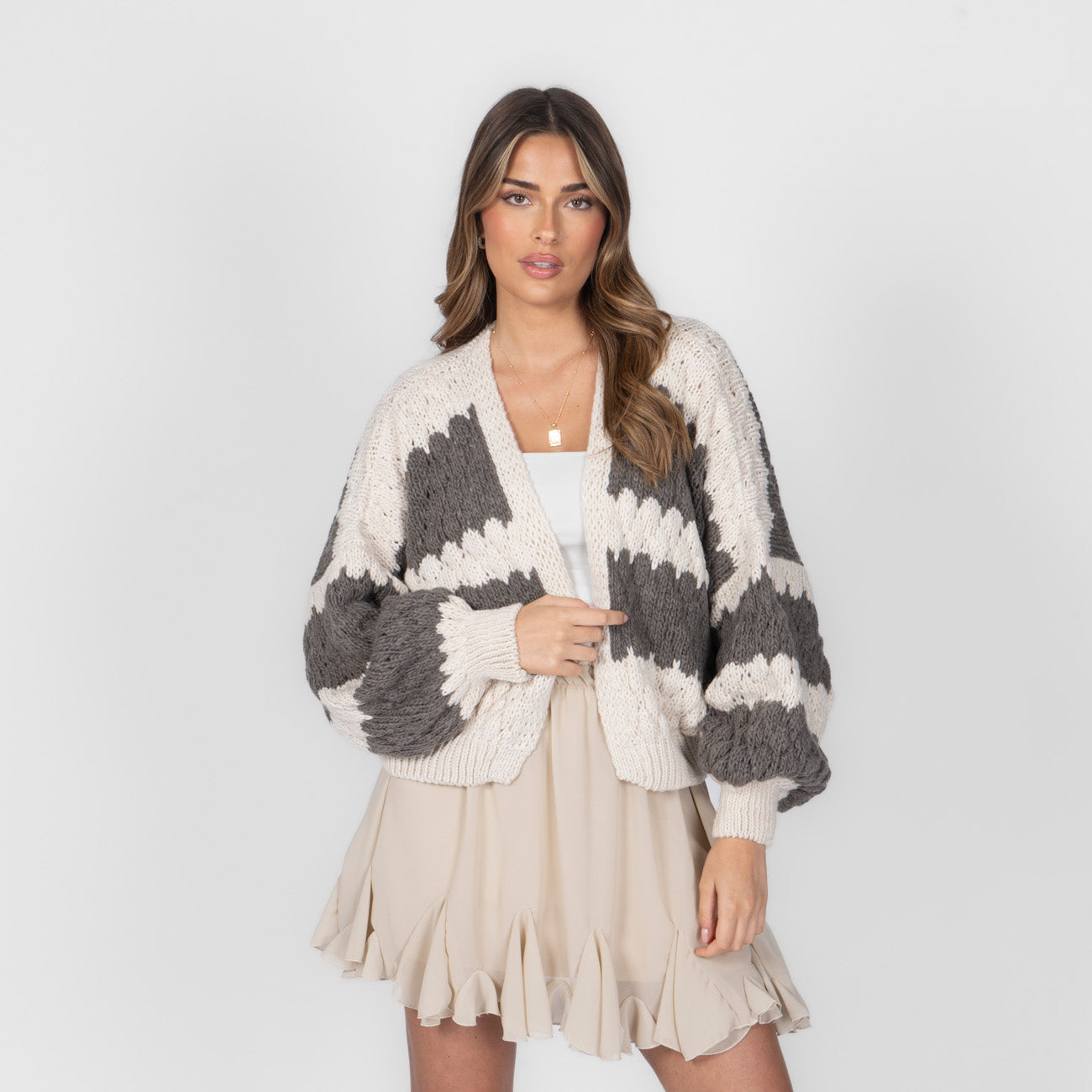 FLAVIE™ - Cardigan Knit Légère au Motif Vagues Fuchsia