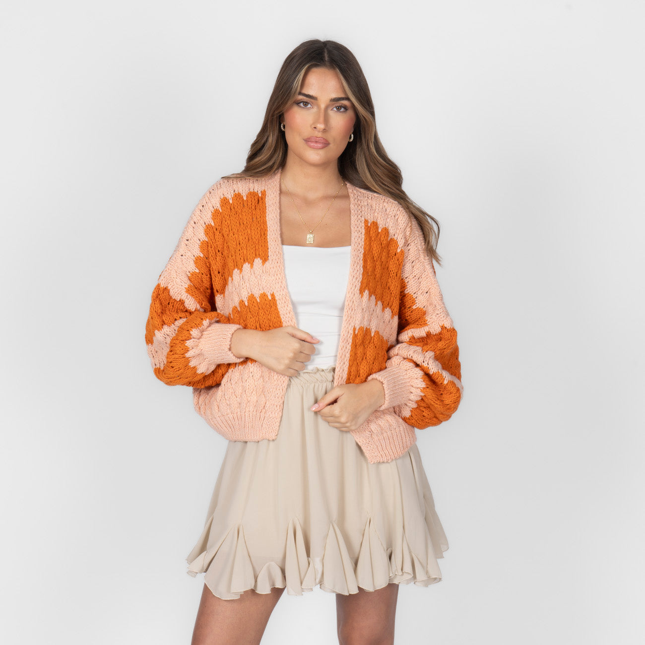 FLAVIE™ - Cardigan Knit Légère au Motif Vagues Fuchsia