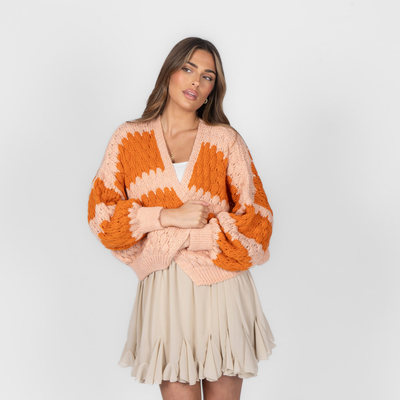 FLAVIE™ - Cardigan Knit Légère au Motif Vagues Fuchsia