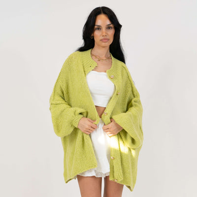 ZÉLIE™ - Cardigan Oversize CozyGlam avec Boutons Dorés Élégants