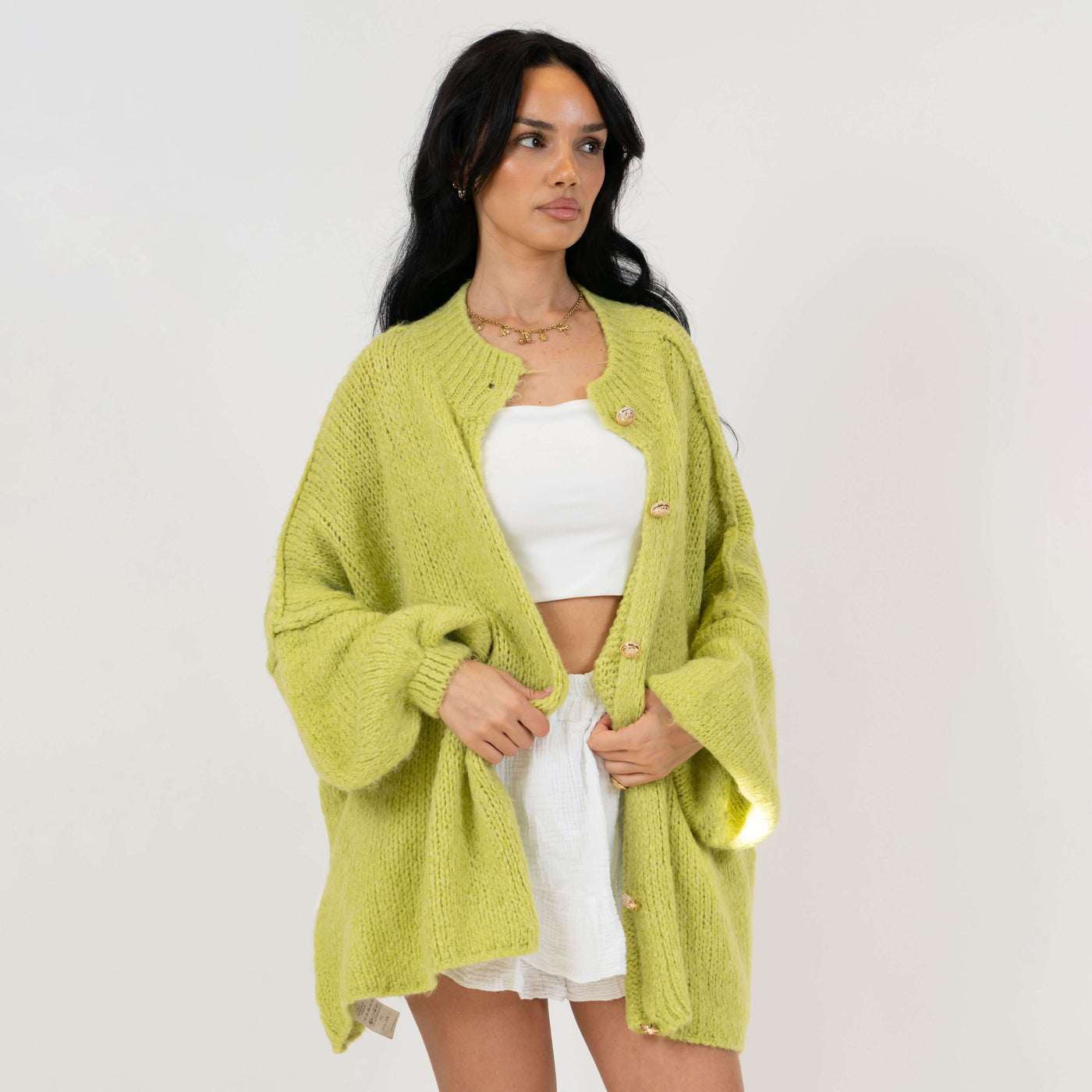 ZÉLIE™ - Cardigan Oversize CozyGlam avec Boutons Dorés Élégants