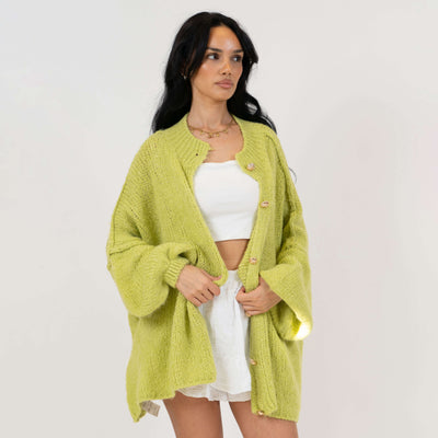 ZÉLIE™ - Cardigan Oversize CozyGlam avec Boutons Dorés Élégants