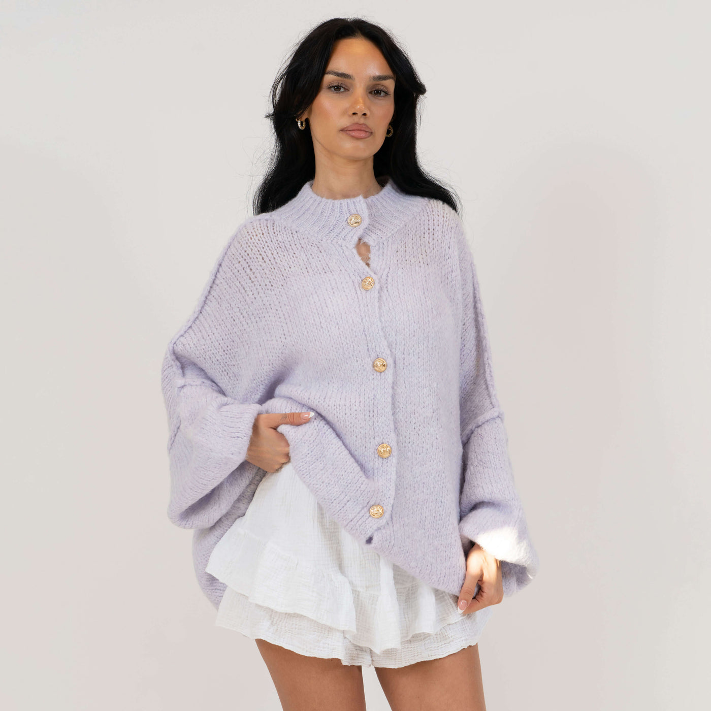 ZÉLIE™ - Cardigan Oversize CozyGlam avec Boutons Dorés Élégants