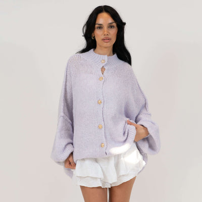 ZÉLIE™ - Cardigan Oversize CozyGlam avec Boutons Dorés Élégants