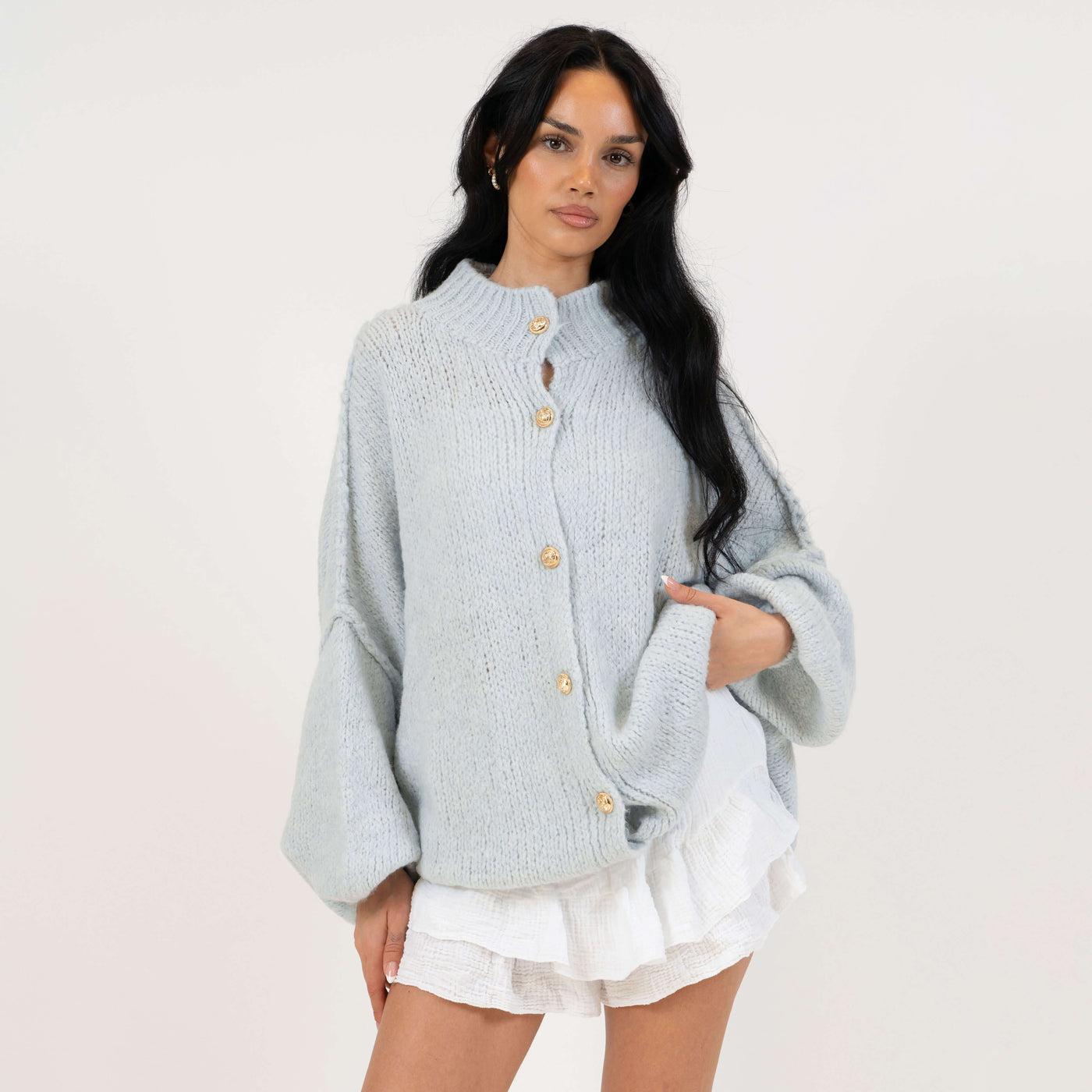 ZÉLIE™ - Cardigan Oversize CozyGlam avec Boutons Dorés Élégants