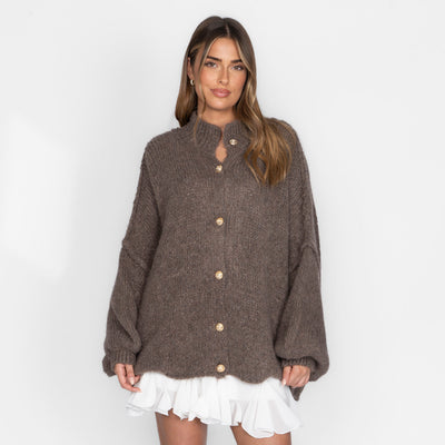 ZÉLIE™ - Cardigan Oversize CozyGlam avec Boutons Dorés Élégants