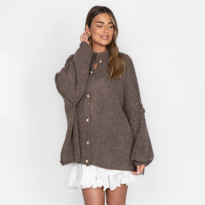 ZÉLIE™ - Cardigan Oversize CozyGlam avec Boutons Dorés Élégants