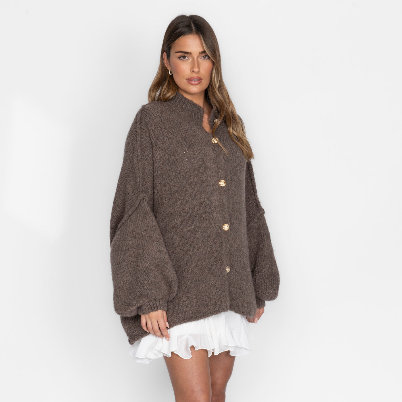 ZÉLIE™ - Cardigan Oversize CozyGlam avec Boutons Dorés Élégants