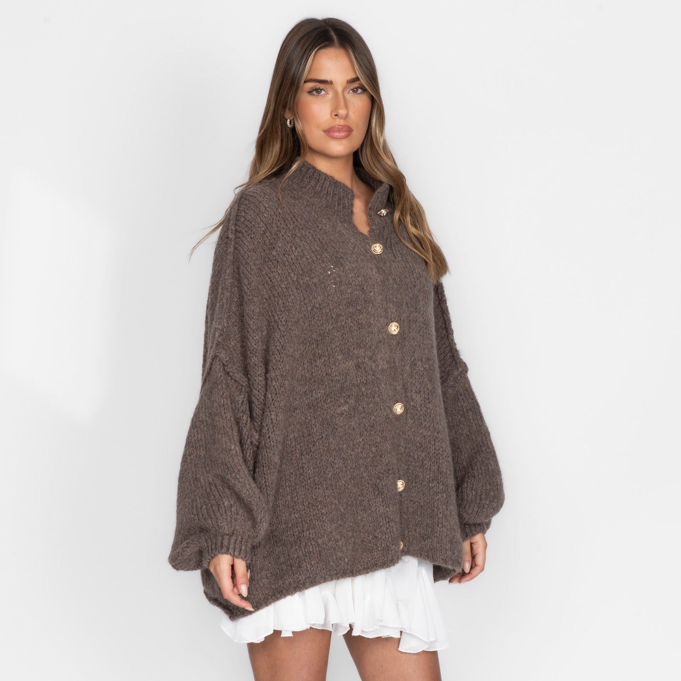 ZÉLIE™ - Cardigan Oversize CozyGlam avec Boutons Dorés Élégants