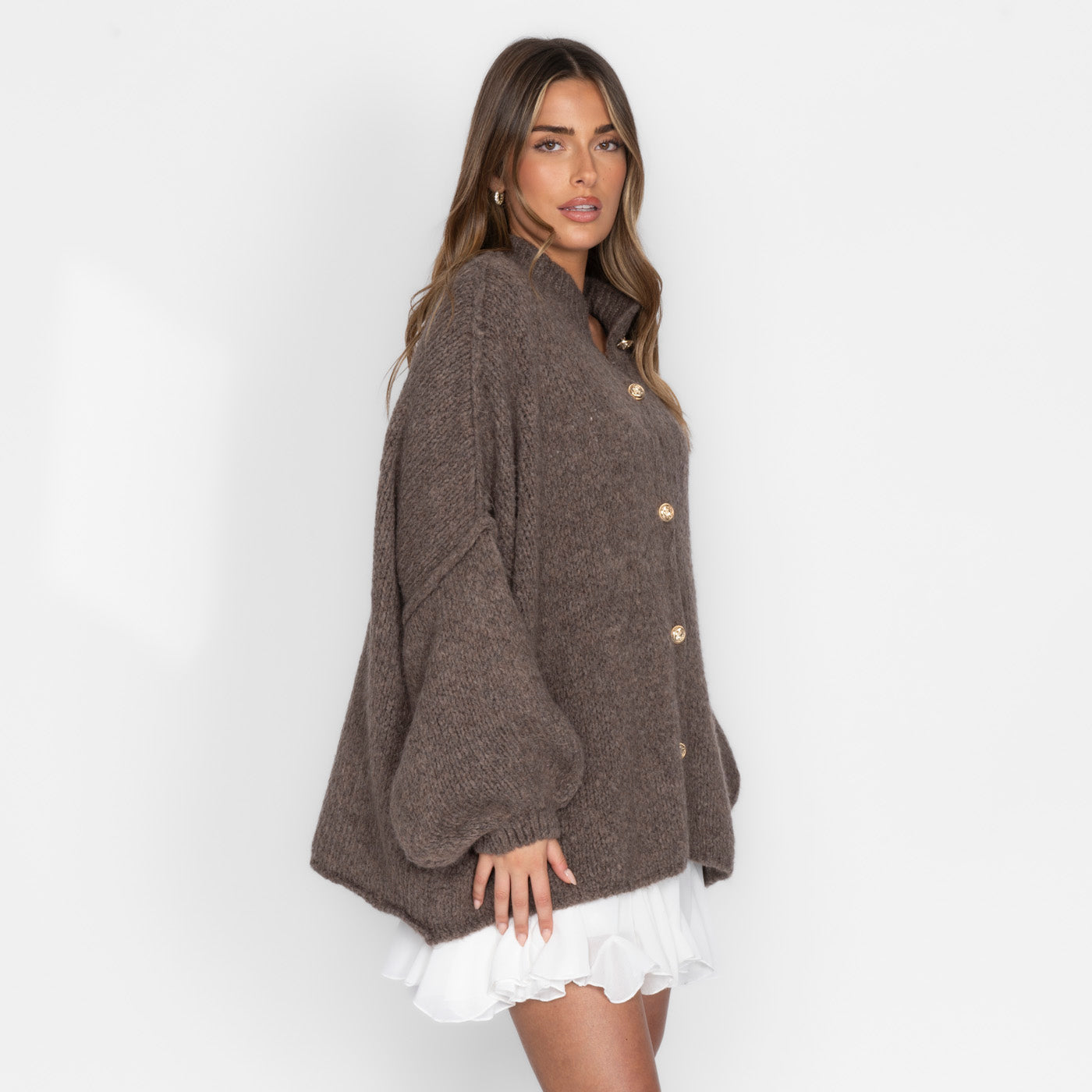 ZÉLIE™ - Cardigan Oversize CozyGlam avec Boutons Dorés Élégants