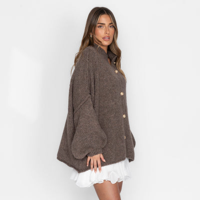 ZÉLIE™ - Cardigan Oversize CozyGlam avec Boutons Dorés Élégants
