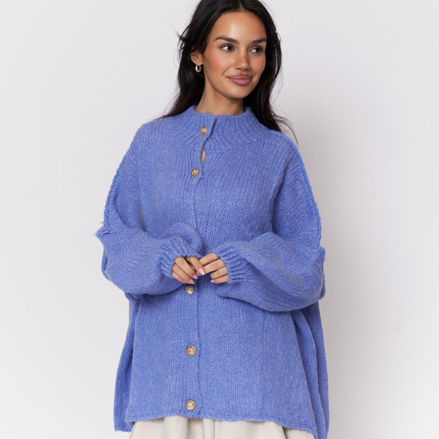 ZÉLIE™ - Cardigan Oversize CozyGlam avec Boutons Dorés Élégants
