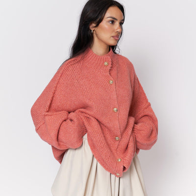 ZÉLIE™ - Cardigan Oversize CozyGlam avec Boutons Dorés Élégants