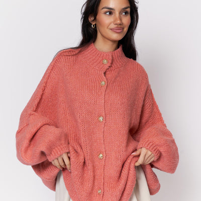 ZÉLIE™ - Cardigan Oversize CozyGlam avec Boutons Dorés Élégants