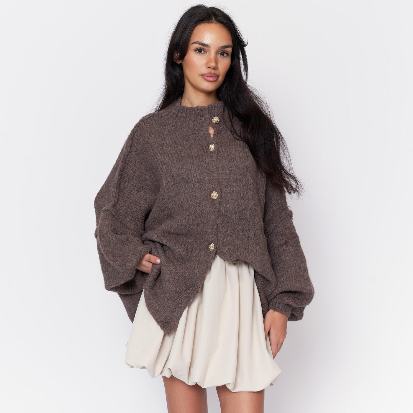 ZÉLIE™ - Cardigan Oversize CozyGlam avec Boutons Dorés Élégants