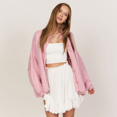 ZÉLIE™ - Cardigan Oversize CozyGlam avec Boutons Dorés Élégants